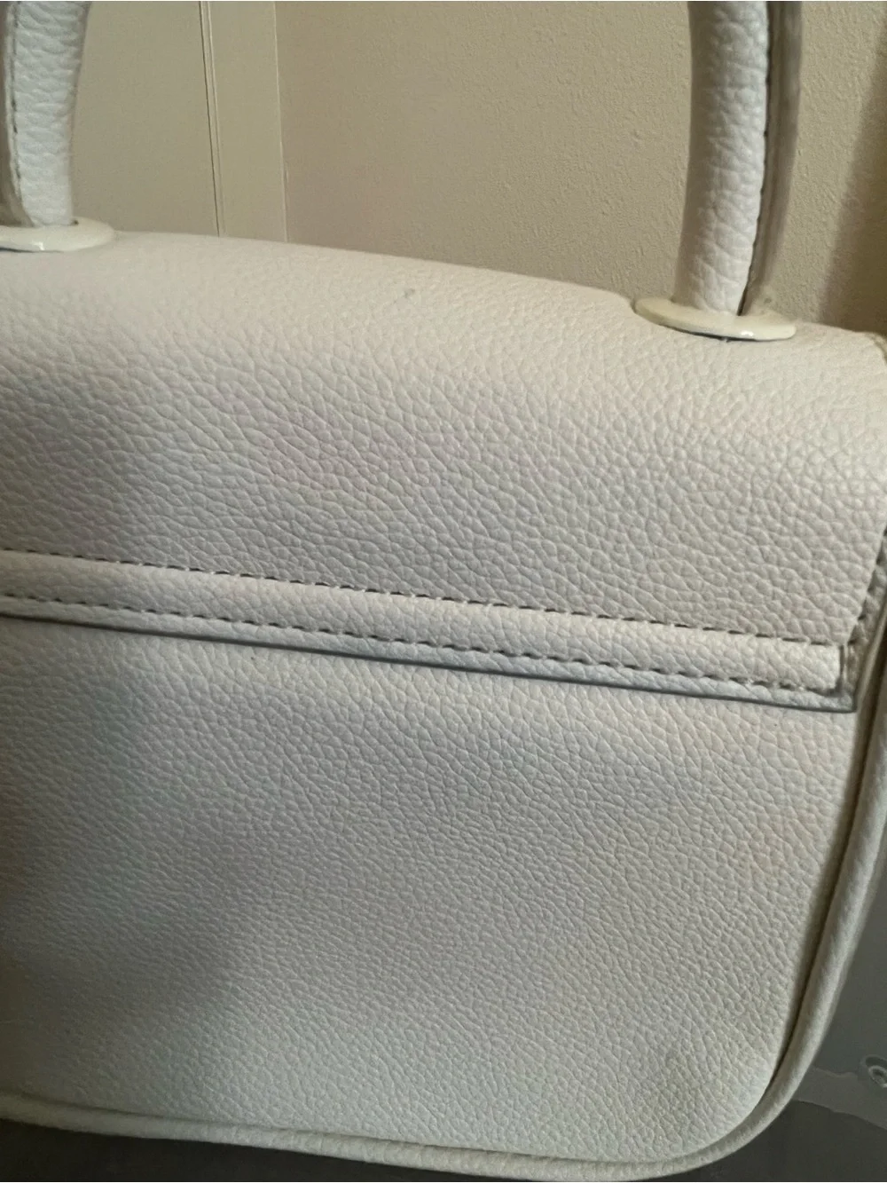 Anne Klein White Pebbled Top-Handle Satchel